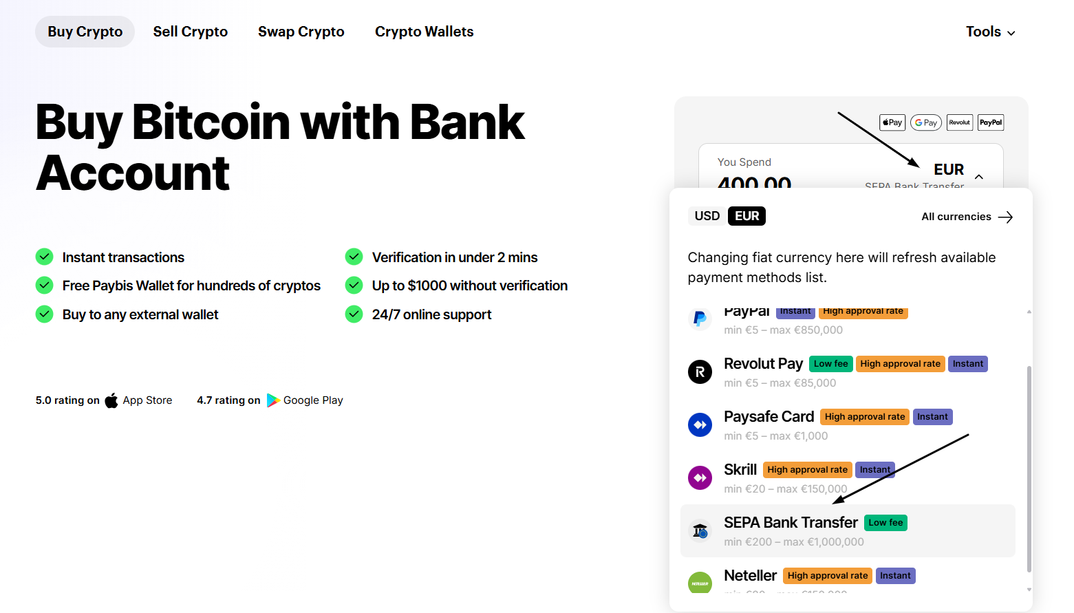 How to buy with a SEPA Bank Transfer – Paybis