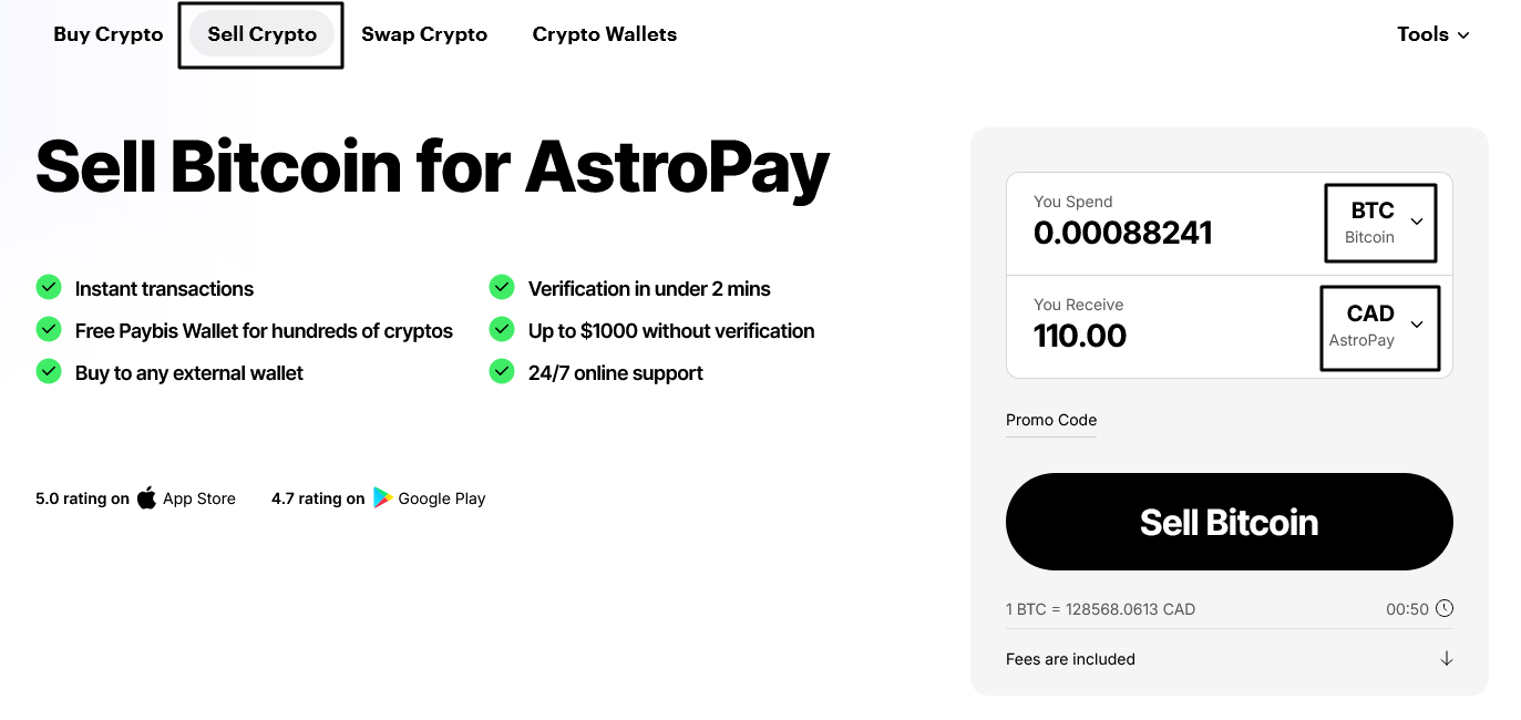 How to sell cryptocurrency to your AstroPay account – Paybis
